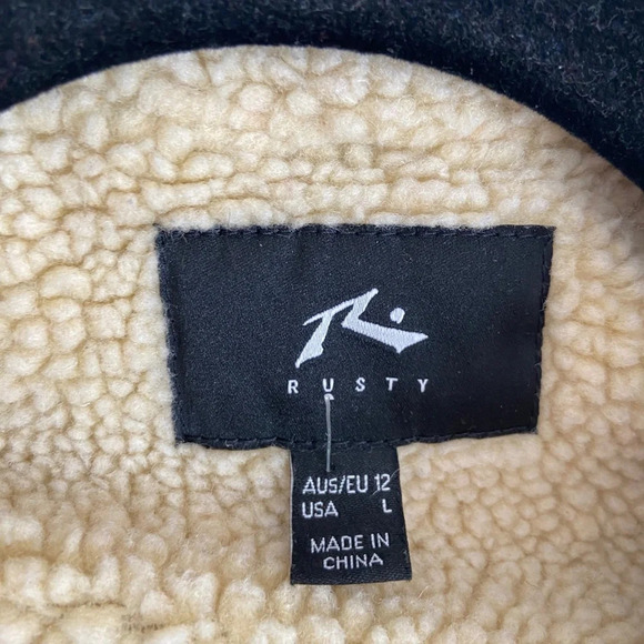 Rusty Sherpa  Fleece oversized open blazer jacket Sz L - Picture 7 of 10